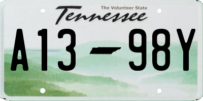 TN license plate A1398Y