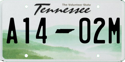 TN license plate A1402M