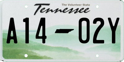 TN license plate A1402Y