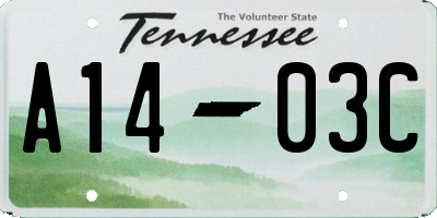 TN license plate A1403C