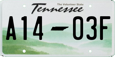 TN license plate A1403F