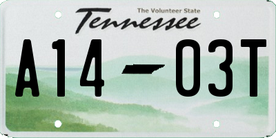 TN license plate A1403T