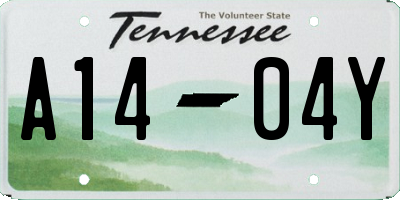 TN license plate A1404Y