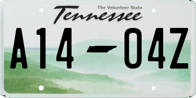 TN license plate A1404Z