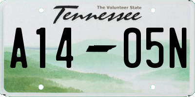 TN license plate A1405N