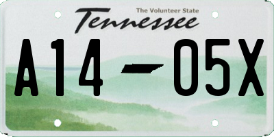 TN license plate A1405X