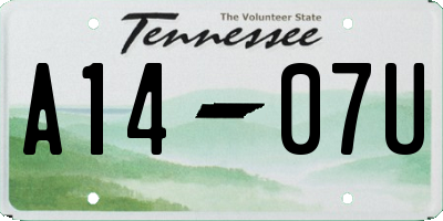 TN license plate A1407U