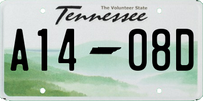 TN license plate A1408D