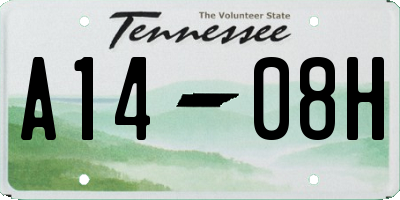 TN license plate A1408H