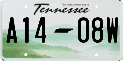 TN license plate A1408W