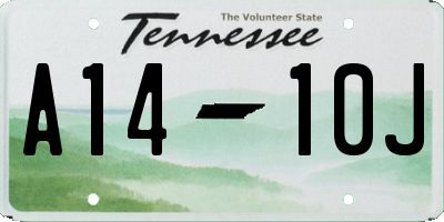 TN license plate A1410J