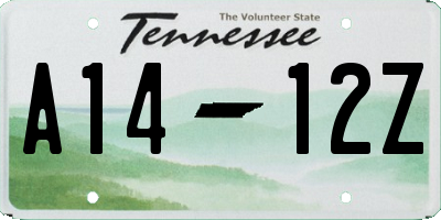 TN license plate A1412Z