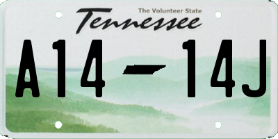TN license plate A1414J