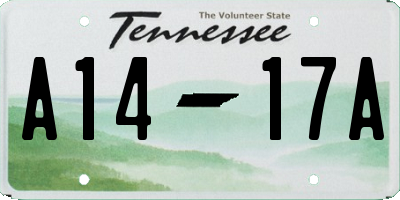 TN license plate A1417A