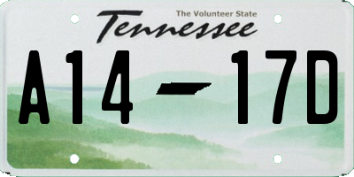 TN license plate A1417D