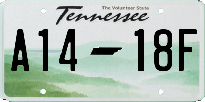 TN license plate A1418F
