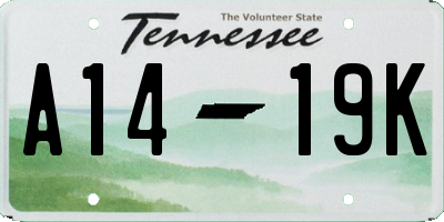 TN license plate A1419K