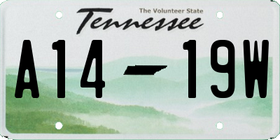 TN license plate A1419W