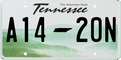 TN license plate A1420N