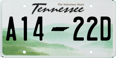 TN license plate A1422D