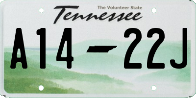 TN license plate A1422J
