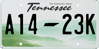 TN license plate A1423K