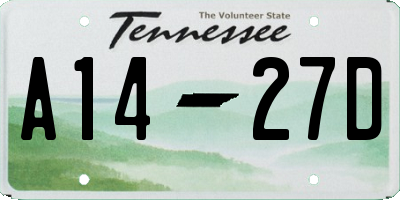 TN license plate A1427D