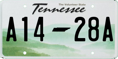 TN license plate A1428A