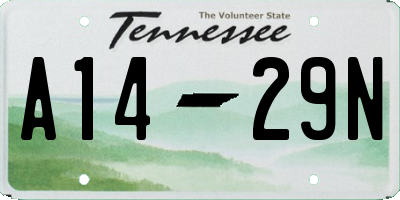 TN license plate A1429N