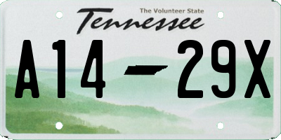 TN license plate A1429X