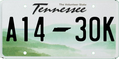 TN license plate A1430K