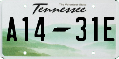 TN license plate A1431E