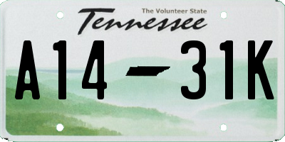 TN license plate A1431K