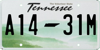TN license plate A1431M