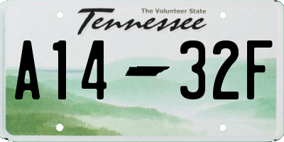 TN license plate A1432F