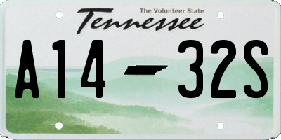 TN license plate A1432S