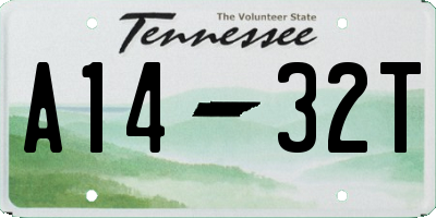 TN license plate A1432T