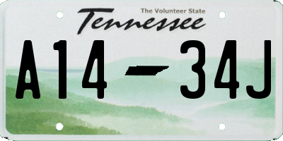 TN license plate A1434J