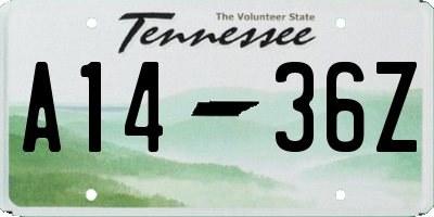 TN license plate A1436Z