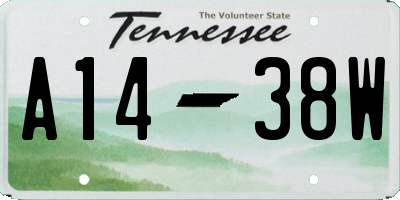 TN license plate A1438W