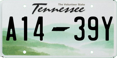 TN license plate A1439Y
