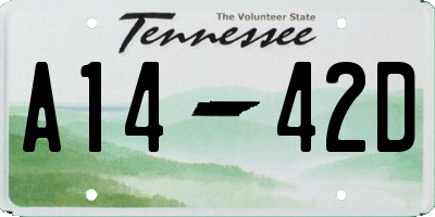 TN license plate A1442D