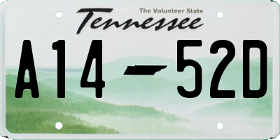 TN license plate A1452D