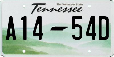 TN license plate A1454D