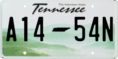 TN license plate A1454N