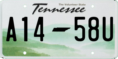 TN license plate A1458U