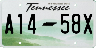 TN license plate A1458X