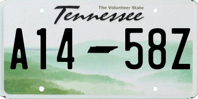 TN license plate A1458Z