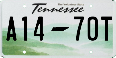 TN license plate A1470T