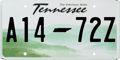 TN license plate A1472Z